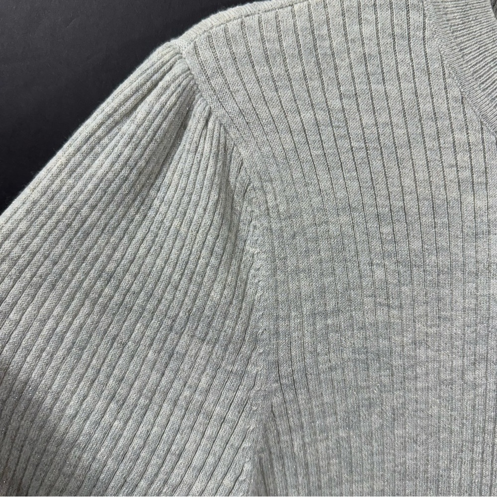 Loft Gray Ribbed Puff Sleeve Sweater NWT - Picture 6 of 9